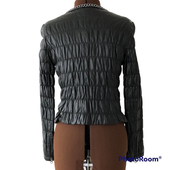 Black Leather European Designer Inspired Jacket - Picture 5 of 11